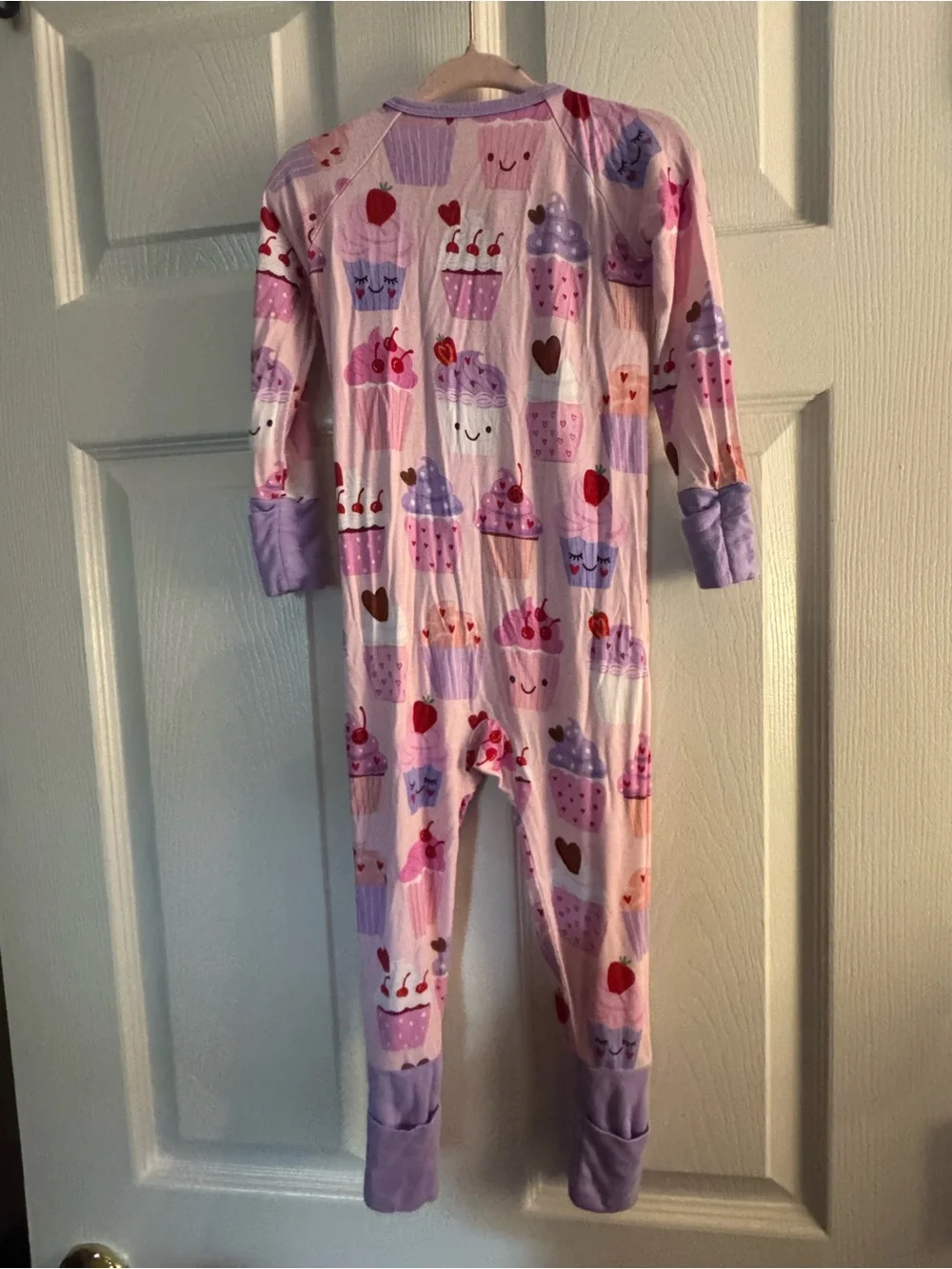 Little Sleepies Pink & Lavender Cupcake Print Footed One-Piece Pajamas